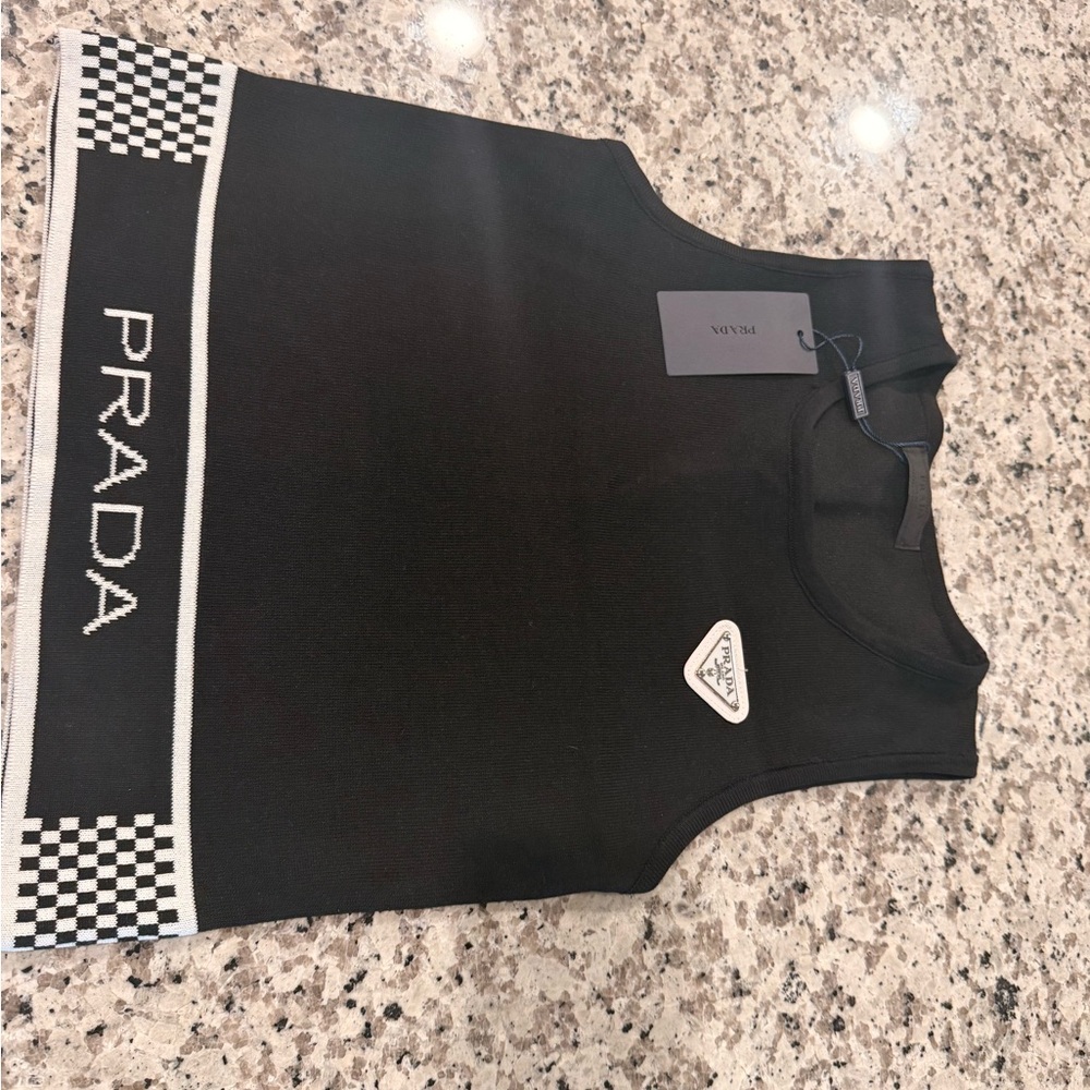 Prada Black and White Checkered Tank